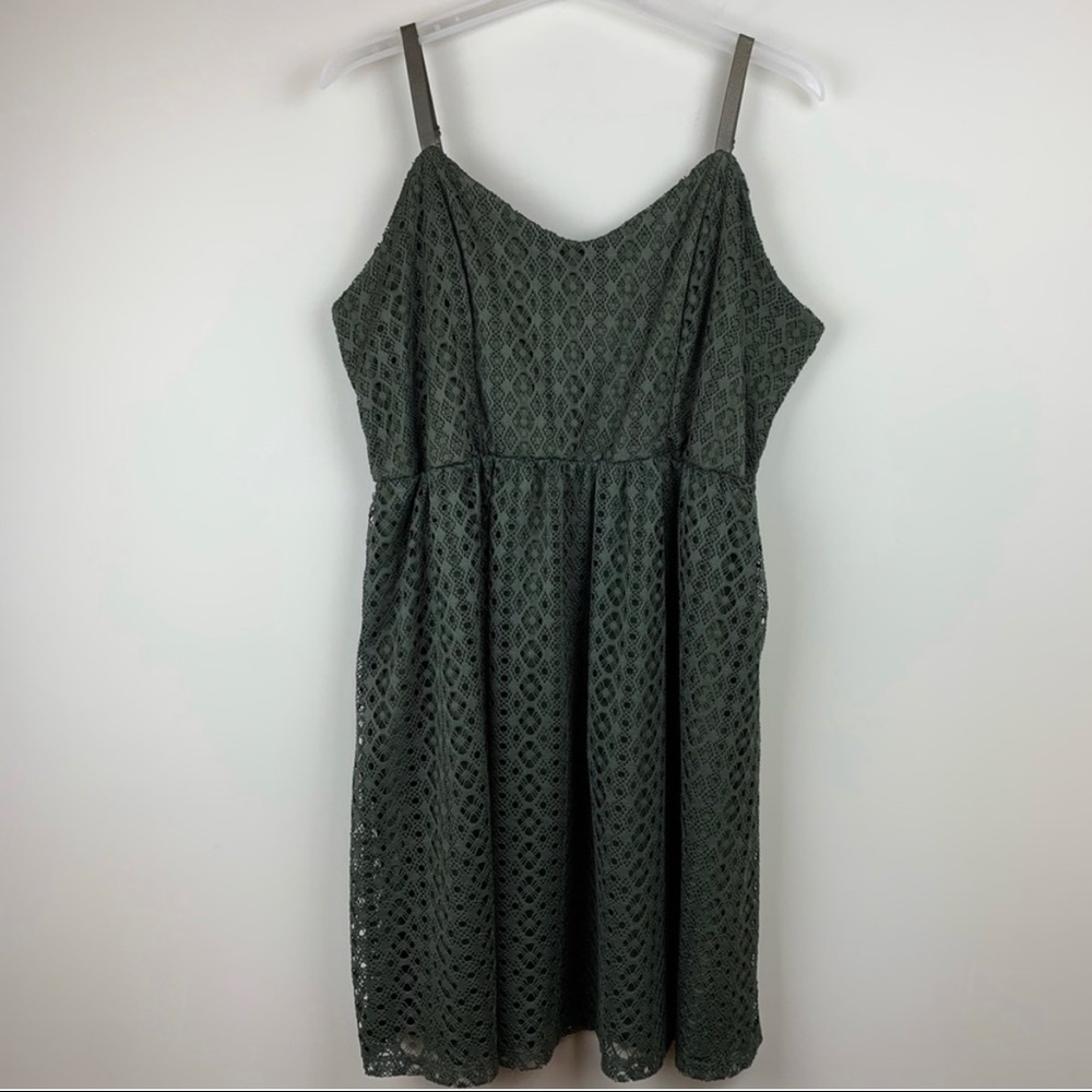 Maurices Eyelet Lace Olive Green Plus Size Dress